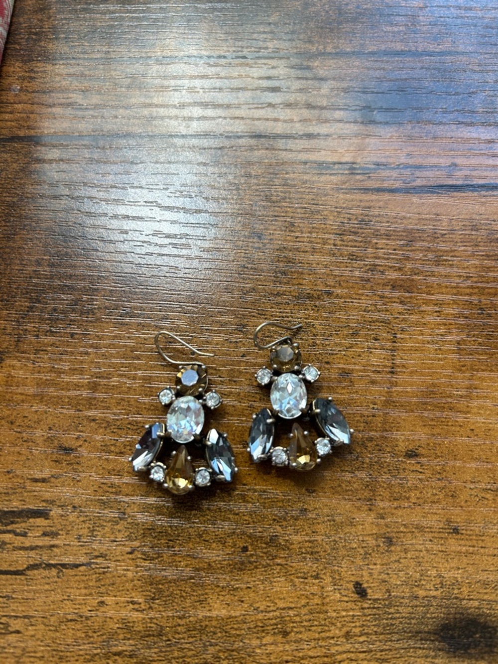 J. Crew Smoky Brown and Clear Crystal Drop Earrings